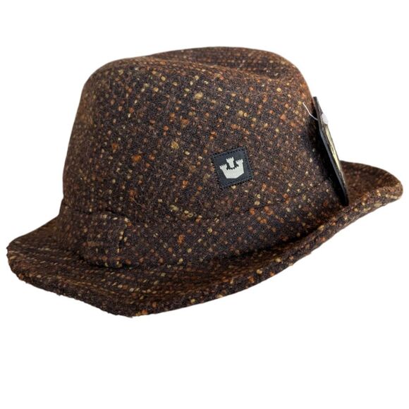 Goorin Bros Brown Wool Blend Tweed Fedora Hat One Size NWT - Picture 2 of 8